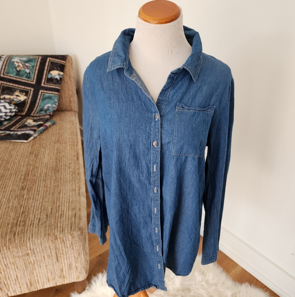 Blue Denim Button-Up Shirt XL NWT